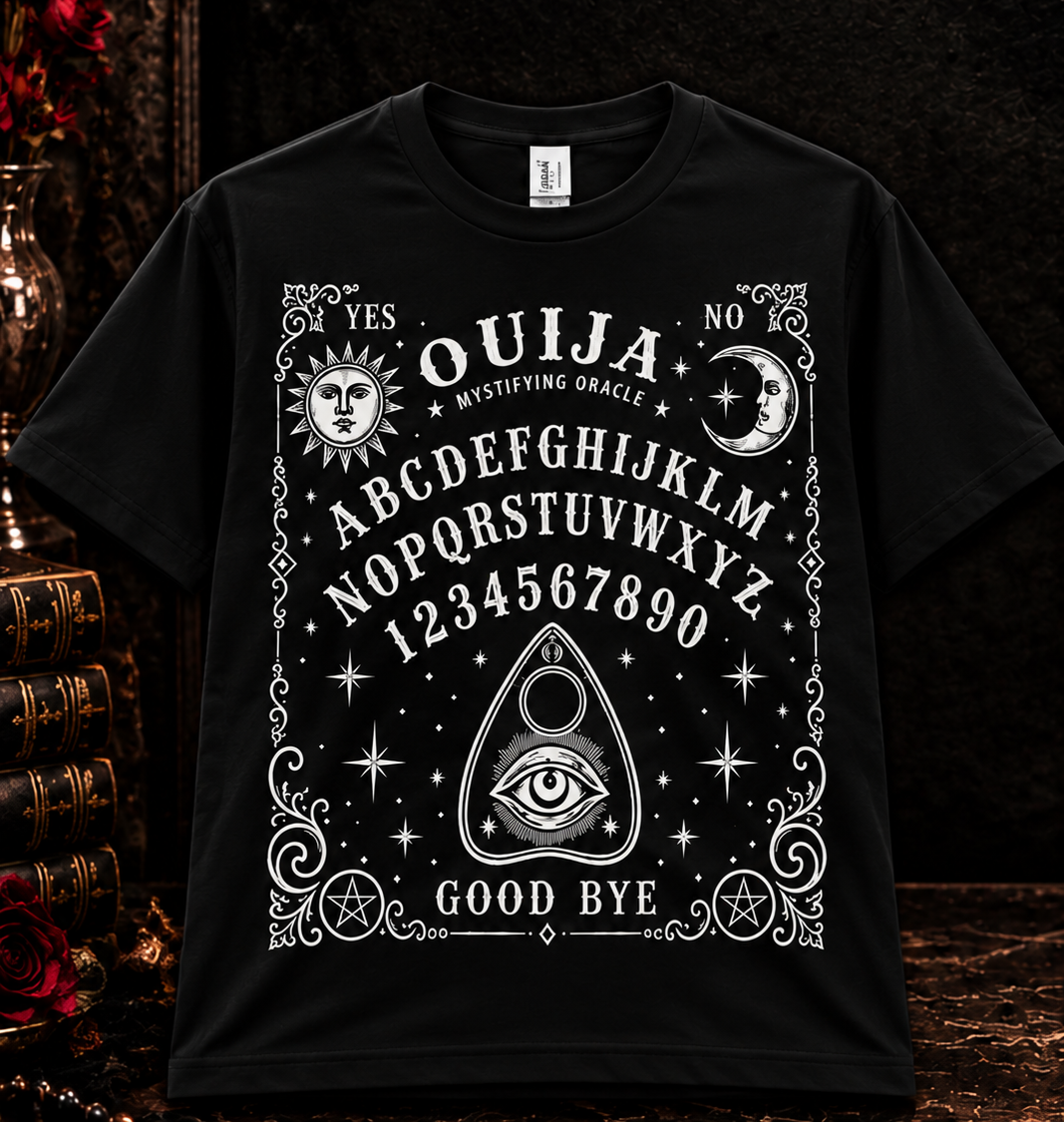Mystifying Oracle Ouija T-Shirt | Gothic Occult Spirit Board Tee
