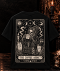 The Coffee Addict Occult Tarot Tee – Gothic Coffee Graphic T-Shirt