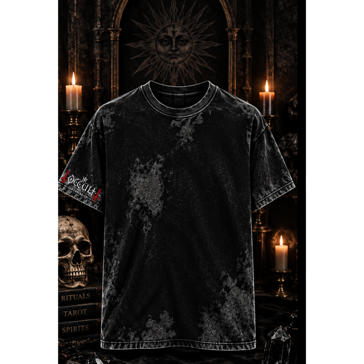Sacred Sorrow Virgin Mary Tee | Gothic Tattooed Madonna Acid-Wash Shirt